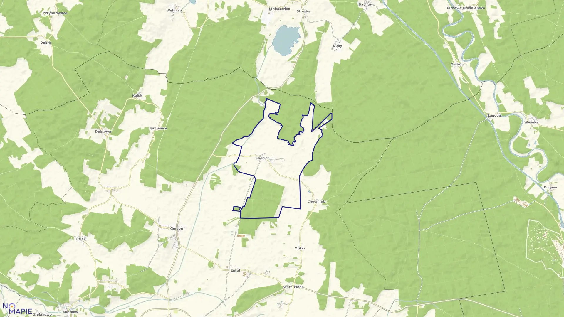 Mapa obrębu Chocicz w gminie Lubsko